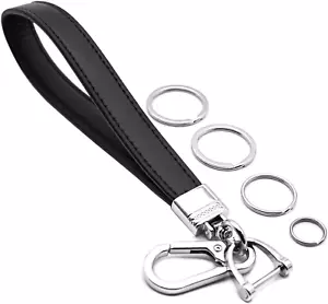 Car Fob Key Chain Genuine Leather Wristlet Strap Keychains Holder for Men and Wo - Picture 1 of 12