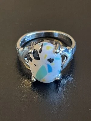 Multicolor Gemstone S925 Silver Plated Women Statement Ring Size 7.5 - Image 1 of 4