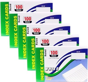 5-Pack White Index Card 4" x 6" 100 count Ruled Note Cards per pack - Picture 1 of 1