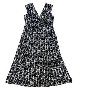 Liz Claiborne ärmellos blau und weiß Blumen tailliert allein Reißverschluss Kleid Größe 4 - Bild 1 von 11