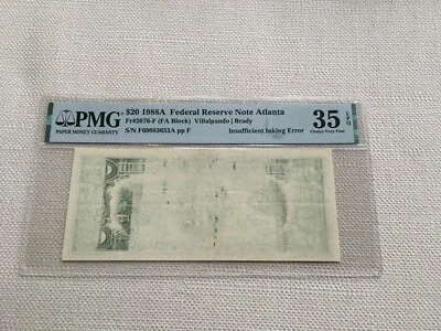 20.00 1988-A FRNote Error Insufficient Inking Error PMG 35 choice very fine EPQ - Image 1 of 2
