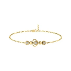 10k Yellow Gold Lab Grown Diamond Fashion Bangle Bracelet 7" Holiday Gift - Picture 1 of 5