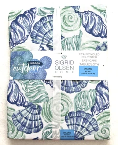 SIGRID OLSEN - TROPICAL TABLECLOTH - SEASHELLS AQUA GREEN BLUE - 60" X 84" NEW - Picture 1 of 2
