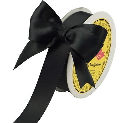 Black Double Face Satin Ribbon 1 inch X 25 Yards Spool Bright Colors Very Sui... - Image 1 of 4