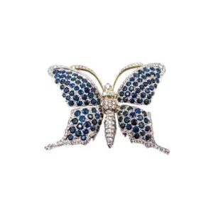 18K Yellow And White Gold Sapphire & Diamond Butterfly Brooch - Picture 1 of 4