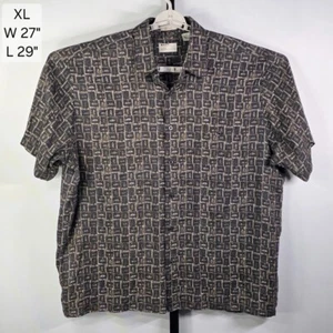 Natural Issue Hemd Herren XL Geometrisch Abstrakt Knopfleiste 100% Viskose Seidig Y2K - Bild 1 von 6
