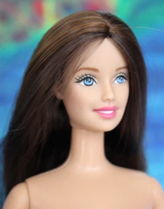 Nude CEO Barbie Brunette long straight brown hair copper streaks blue eyes TNT - Bild 1 von 15
