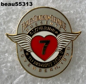 ⭐HARLEY DAVIDSON GLENDALE CALIFERIA DEVENDEDOR MDA 1990 7o "LOVE RIDE"" CHALECO PIN - Imagen 1 de 1