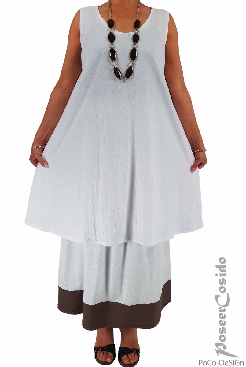 Tunika Lagenlook Con Collo Carmen OVERSIZE Grigia Nera A Righe 44 - Foto 6