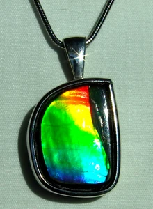 AMMOLITE PENDANT, Solid Sterling Silver , HANDMADE- USA, Feng Shui Prized - Picture 1 of 17