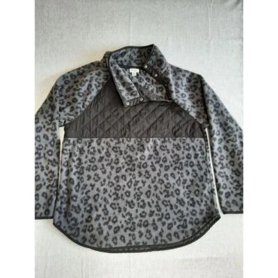 J. Chaqueta acolchada polar pulóver a presión ligera mediana guepardo Crew para mujer Foto 1 de 4