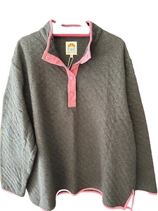 C&C California gestepptes Sweatshirt mit 1/4 Druckknopf ~ Athlesiure grau/pink Gr. 2X NEU - Bild 1 von 8