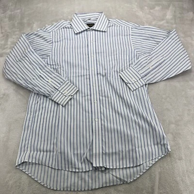 Donald J Trump Shirt Mens Extra Large XL White Blue Striped Signature Button Up* - Image 1 of 4