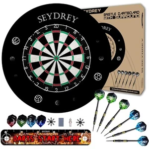 Dartscheibe Kork 45cm mit Pfeilen Flights Schutzring Dartsport Mega Set - Bild 1 von 2