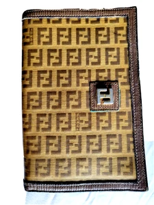 Vintage FENDI Signature ZUCCHINO braune beschichtete Canvas Leder-Geldbörse mit Doppelfaltung - Bild 1 von 11