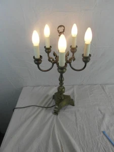 Tischlampe Mid Century Messing Antik Unikat 3,3 kg Lampe Dreifuß Vintage o2a2 - Bild 1 von 15
