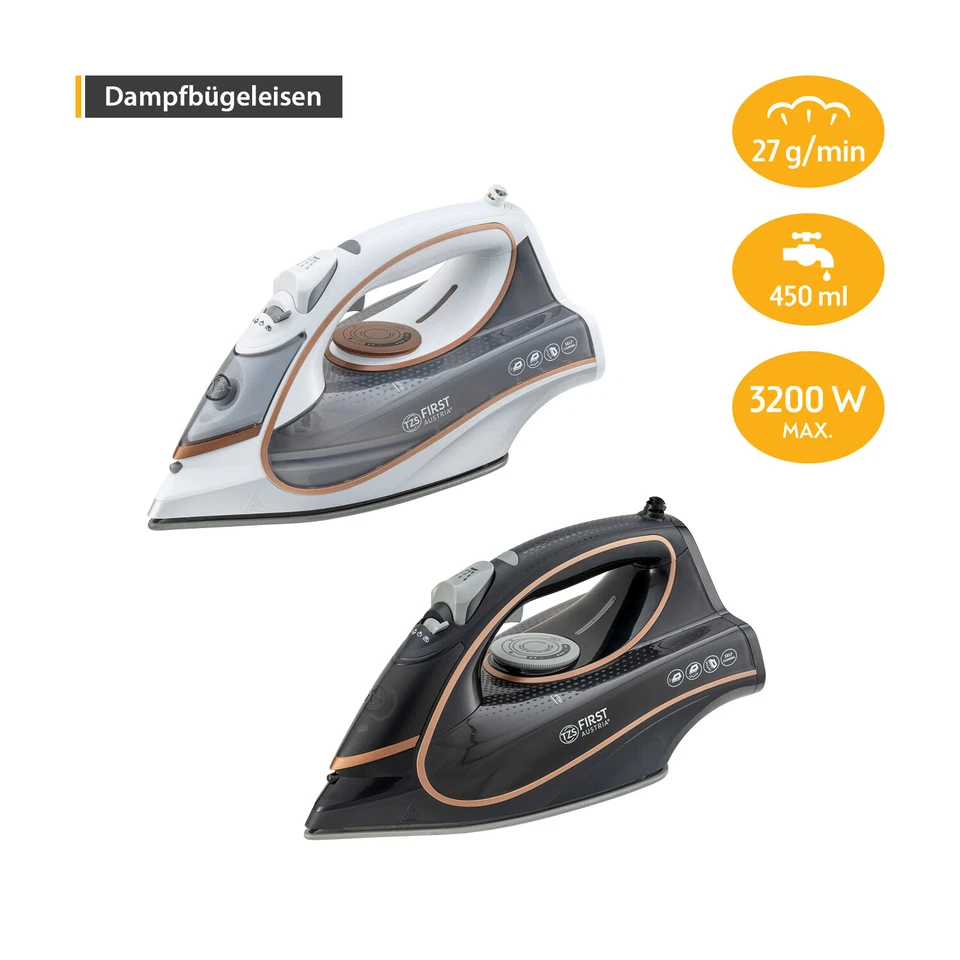 Dampfbügeleisen 3200WBügeleisen 27gr/Min Anti-Kalk-System 450 ml Wassertank - Bild 1 von 1
