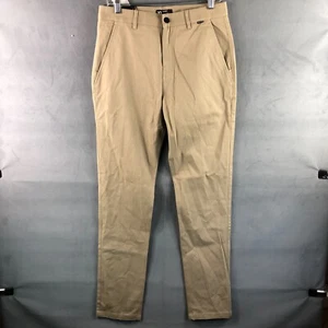 Hurley Worker Icon Hose "khaki" schmale Passform flache Vorderseite Chino Stretch Herren 32"x32" - Bild 1 von 10