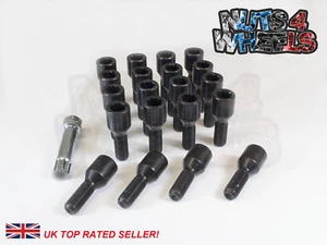 20 x Black Tuner Alloy Wheel Bolts M12x1.25 fits Peugeot Fiat Alfa - Picture 1 of 3