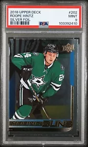 2018-19 Upper Deck Roope Hintz Young Guns Silver Foil #202 PSA 9 MINT - Picture 1 of 2