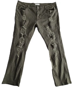 Blind Trust Jeans Men's 42x32 Green Stretch Denim Distressed Streetwear Lined - Picture 1 of 24