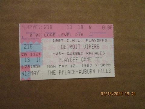 IHL Vipers vs Rafales Vintage Defunct 1997 Playoffs Game E Hockey Ticket Stub Cover