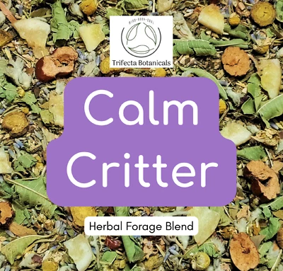 TRIFECTA BOTANICALS CALM CRITTER - Calming Hay Topper Herbal Forage Mix for Bunny Rabbit Guinea Pig
