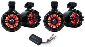 (4) Rockville 5.25" LED Black Tower Speakers+PS40 Bluetooth Amp For ATV/UTV/RZR - Picture 1 of 12
