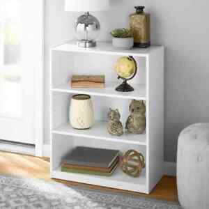 3-Shelf Wood Bookcase Wide Storage Book Display Adjustable Bookshelf New