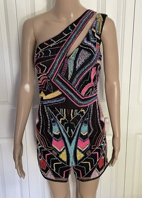 Nuevo con etiquetas Mameluco sin mangas de un hombro adornado con cuentas colorido negro ASOS 4 Foto 1 de 4