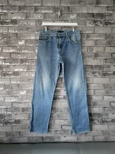 Vintage Tommy Hilfiger Jeans W34 L34 Blue Denim Straight Leg 90s Y2K Flag Logo - Picture 1 of 13