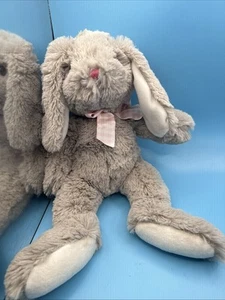 Hobby Lobby Gray Bunny Rabbit Plush Stuffed Animal 13" Soft Pink Ribbon Easterb5 - Picture 1 of 6