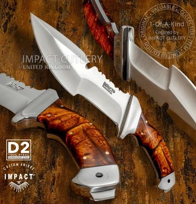 Cuchillo de hoja fija modelo # 4846 personalizado D2 Full Tang hecho a mano por cubiertos de impacto Foto 1 de 4