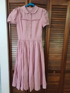 Little Women Atelier 100% Linen Pink Cottagecore Spring/Summer Dress Size S/M - Picture 1 of 5