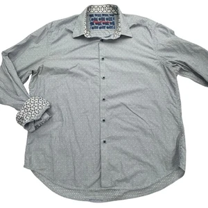 Robert Graham Shirt Mens 2XL Blue Classic Fit Flip Cuff Long Sleeve Button Down - Picture 1 of 11