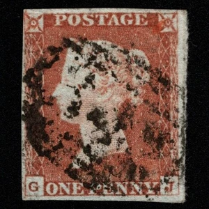 SG8 (BS54) 1d Red Imperf Plate 65 - GJ - 4 Margin - Fine - Picture 1 of 2
