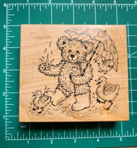 Sello de goma PSX vintage. Oso de peluche en botas de lluvia peine de pato envío B12 - Imagen 1 de 6