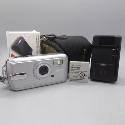 Pentax Underwater Digital Camera Optio W20 7.0MP Silver Tested Battery + Charger - Image 1 of 4