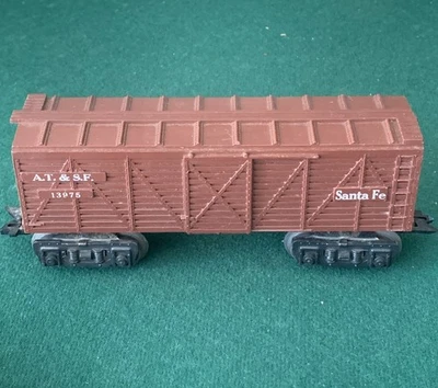 Vintage MARX Toys AT & SF 13975 Sante Fe Box Car, Brown, 8 Wheels, O Gauge - Image 1 of 4
