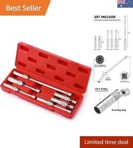 6PCS 38-Inch Drive Spark Plug Socket Set - Chrome-Vanadium Steel, Mirror Finish - Picture 1 of 10