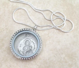 Vintage St. Therese Relic Medal in a New Floating Locket Pendant Necklace - Picture 1 of 8