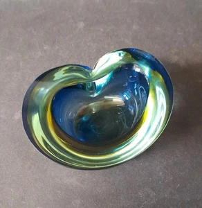 Saphirblau Flachrand Poli Seguso Ära Sommerso Kunst Glas Schale Murano - Bild 1 von 10