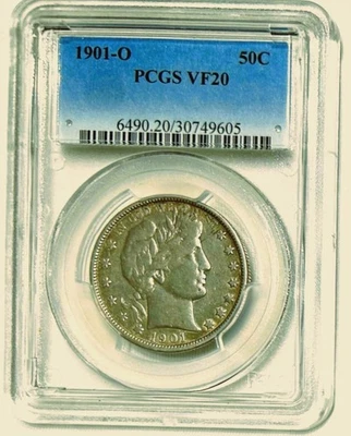 1901-O Barber Half Dollar 50c PCGS Certified VF20 - Tougher Date! - Image 1 of 2