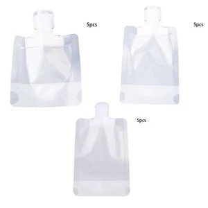 5 Pieces Refillable Transparent Clamshell Packaging Bag Empty Squeeze Pouches - Picture 1 of 9
