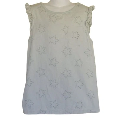 Blusa BODEN, 11-12Y-152cm, ombro com babado, sem mangas, azul claro, ilhós - Imagem 1 de 4