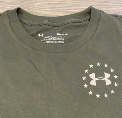 READ Under Armour Freedom Banner Tee USA Flag Women’s S Green The Classic Tee - Image 1 of 4