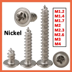 Flanged Head Self Tapping Screws Bolt Pan Flange Tappers Nickel Plated M1.2 - M4 - Picture 1 of 7