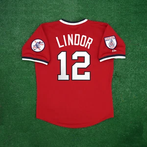 Francisco Lindor 1976 Cleveland Indians Cooperstown Herren rotes Trikot mit Aufnäher - Bild 1 von 8