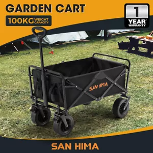 San Hima Folding Camping Wagon 120kg Beach Trolley 360° Wheel Garden Cart Picnic - Picture 1 of 11