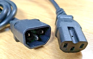 BULK - IEC Mains Power Extensions- C14 Male to C13 Female 3 Metre Cable - Picture 1 of 4